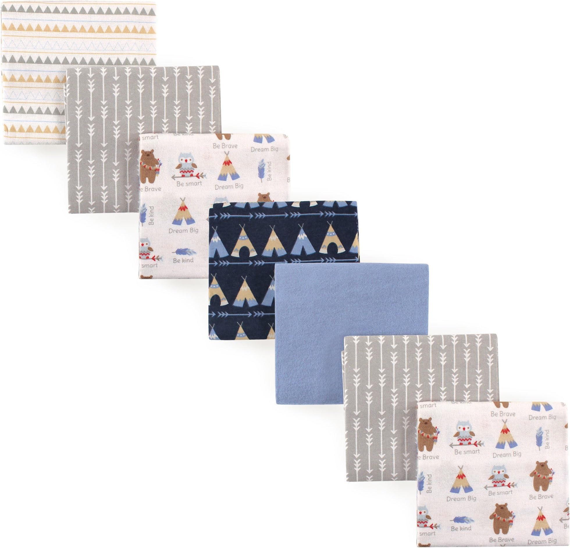 Luvable Friends Unisex Baby Cotton Flannel Receiving Blankets, Tribe, One Size, 7 Count (Pack of 12)