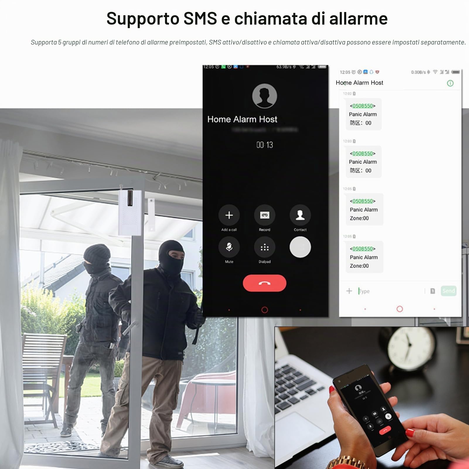 WIFI + GSM System di sicurezza allarme con composizione automatica, Kit da 16 pezzi per System di allarme di sicurezza antifurto per casa intelligente wireless LCD da 2.4 pollici