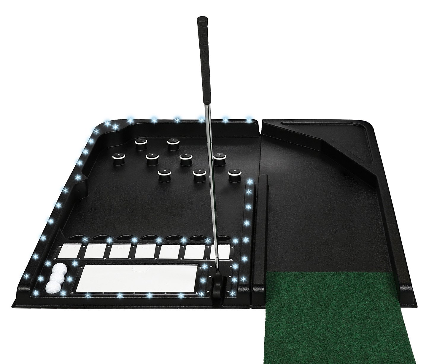 Prize Putt for Prizes – Mini Golf with LED Lights for Fundraisers, Trade Shows, Classrooms – Ultra-Durable ABS Plastic with Rubber Bumper Rings and Synthetic Astroturf