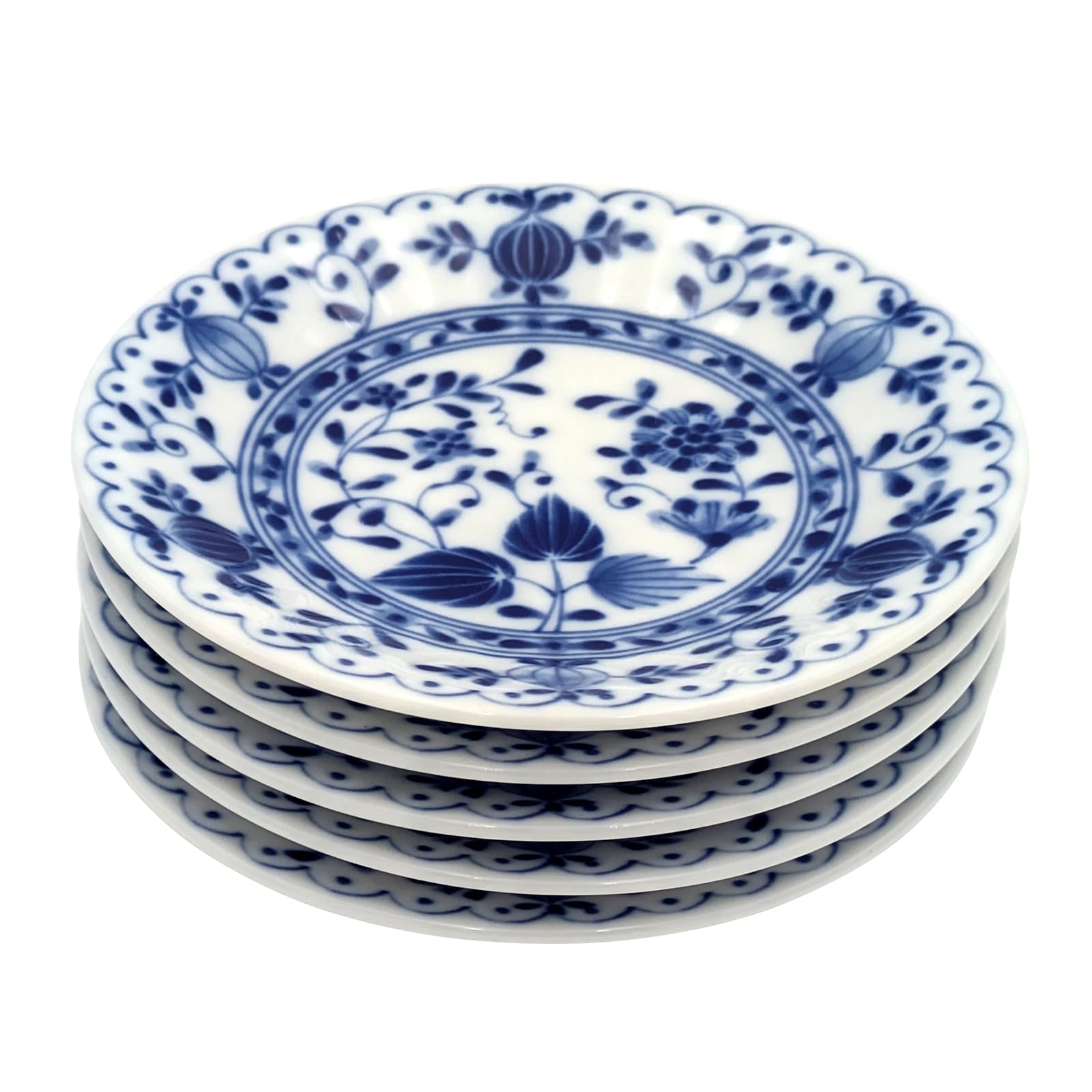 ??(Ichikyu) Mino Ware 507-14 Small Plates, Soy Sauce Plates, Set of 5, Diameter Approx. 4.7 inches (12 cm), Microwave, Dishwasher Safe, Tableware, Lightweight, Romance Onion, Made in Japan