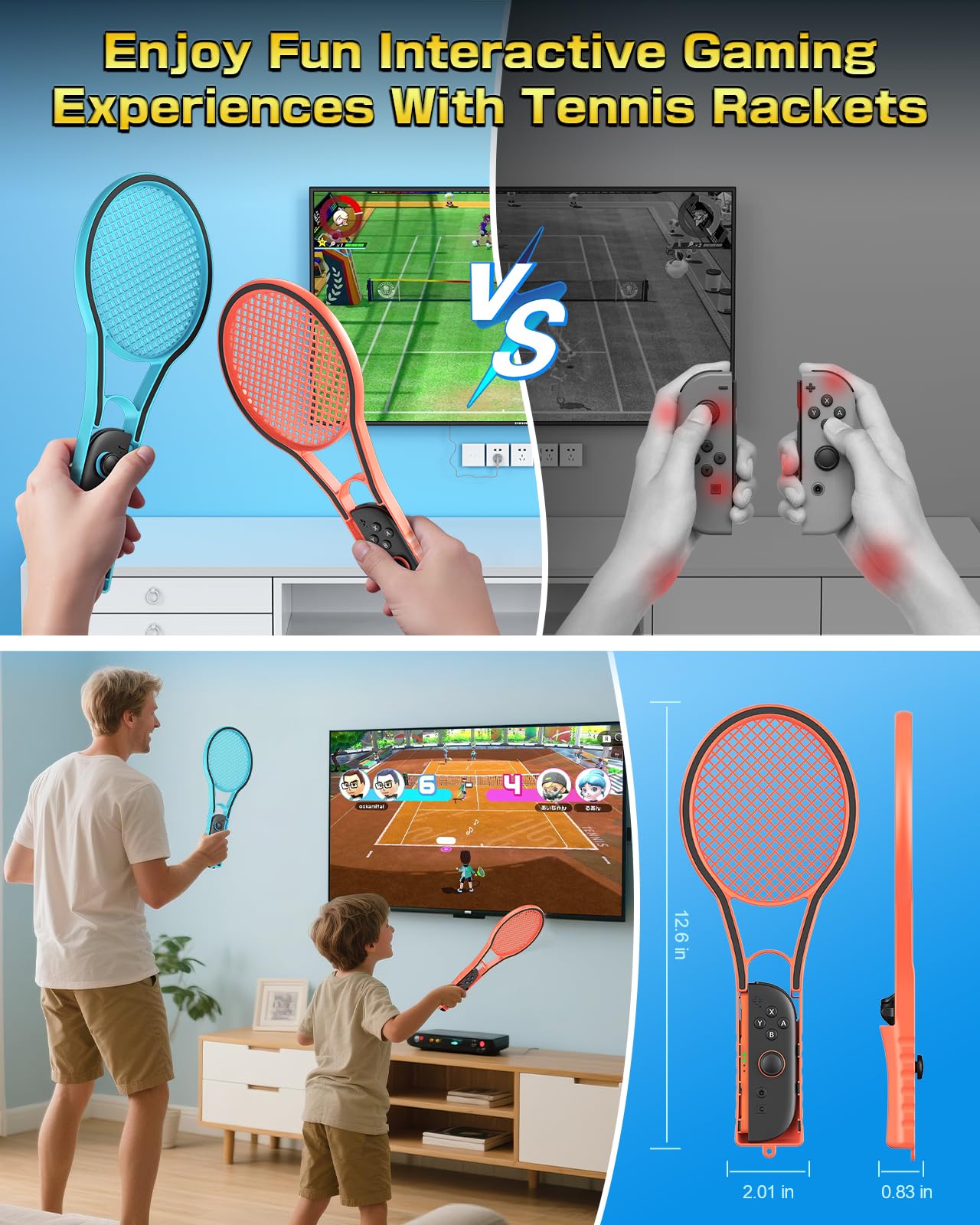 4-Pack Tennis Racket for Switch 2