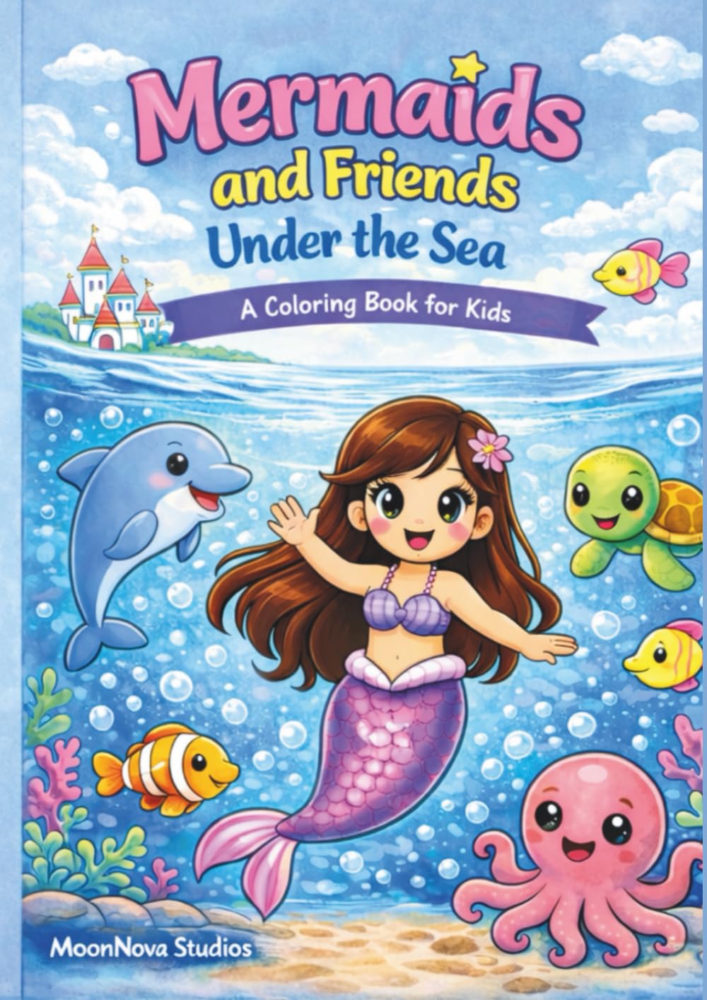Mermaids and Friends Under the Sea: A Coloring Book for Kids – Cute Ocean Animals, Simple Designs, and Magical Underwater Fun for Ages 3–8