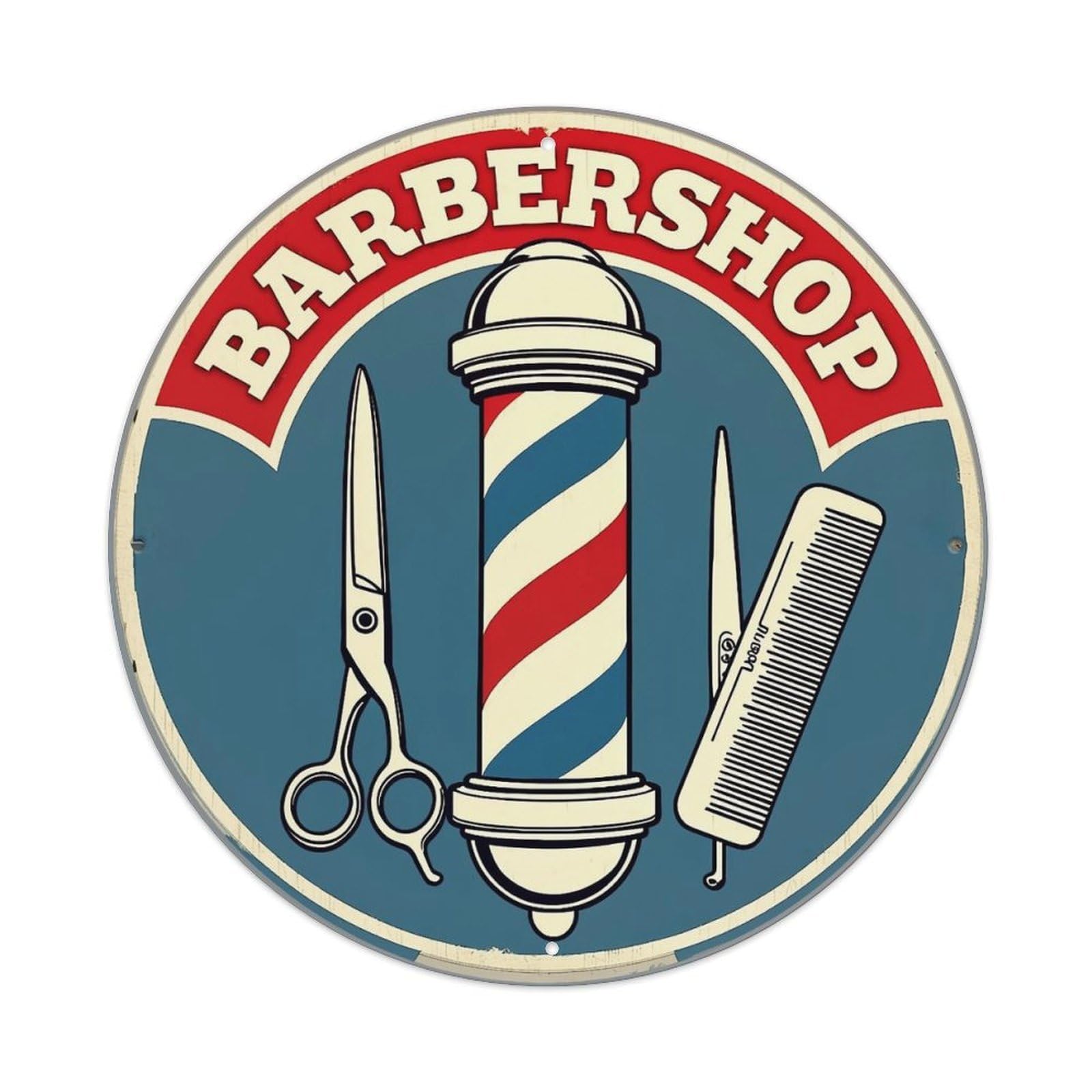 Jdyansheng Vintage Barbershop Pole Scissors Comb Design Tin Sign Metal Poster Metal Signs For Home Man Cave Bar Cafe Kitchen Laundry Room Wall Decorations 8X8 Inches