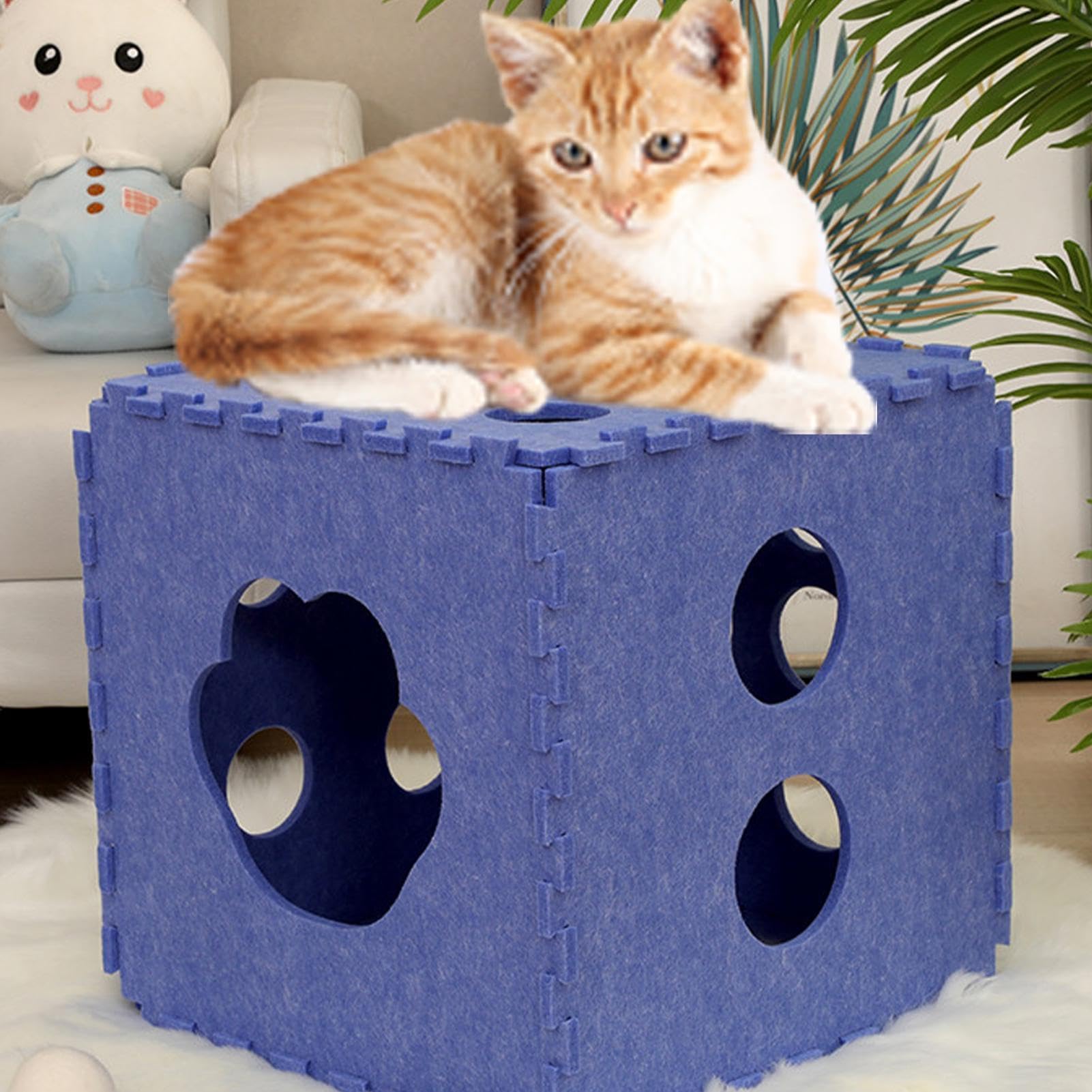 Katzenbett groß - weich und weich für Katzenstreu für Katzenstreu, Faltbares Katzenklo für den Innenbereich, waschbares Katzenhaus, Höhle und Eigentumswohnungen für alle Katzen und kleine Hunde