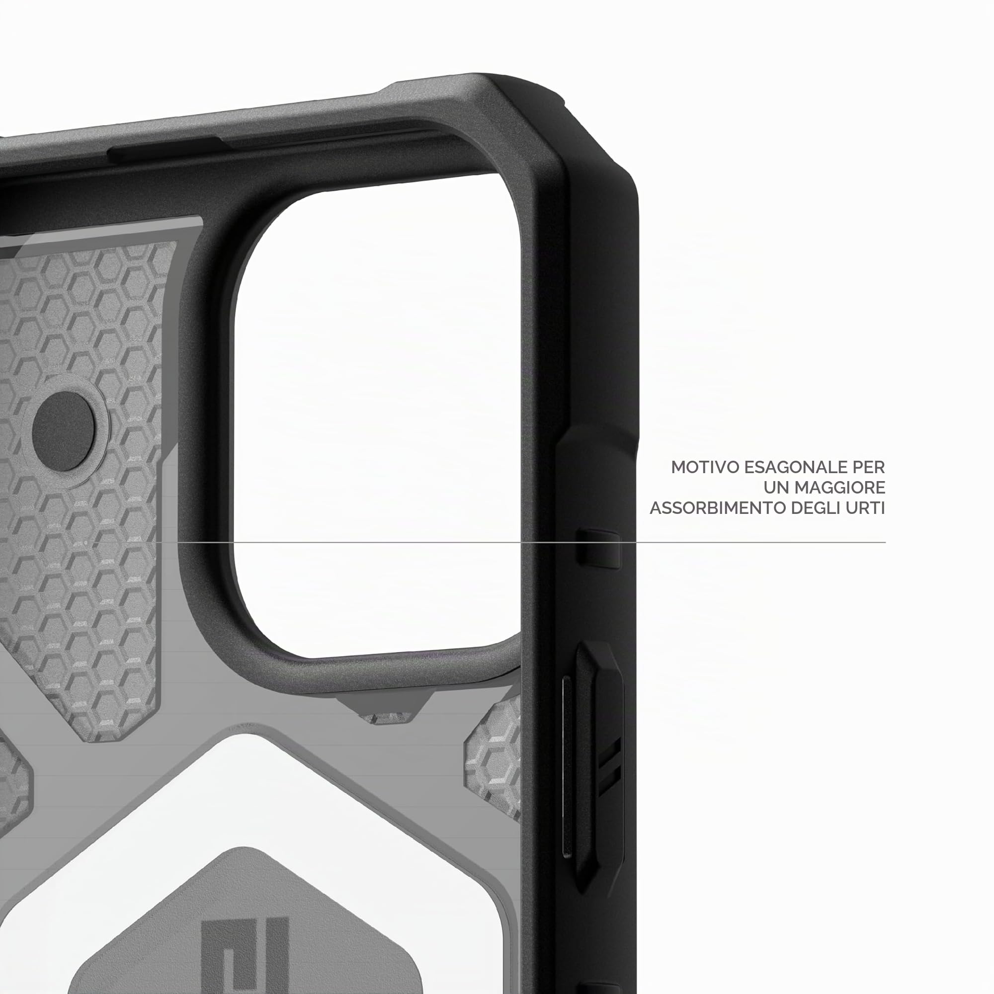 Urban Armor Gear Pathfinder MS Case compatibile con Apple iPhone 16 Pro Case (Ricarica wireless/magnetica compatibile, Protezione cadute standard militare) cenere (grigio trasparente)