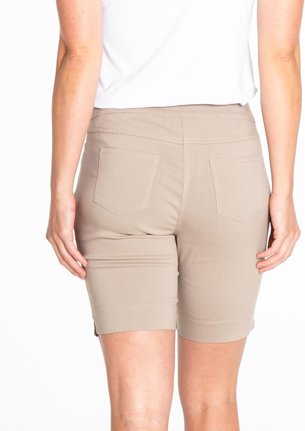 Slim-Sation Womens Pull on Solid 9" Walking Short with 4 Functional PocketsShorts - Image 2