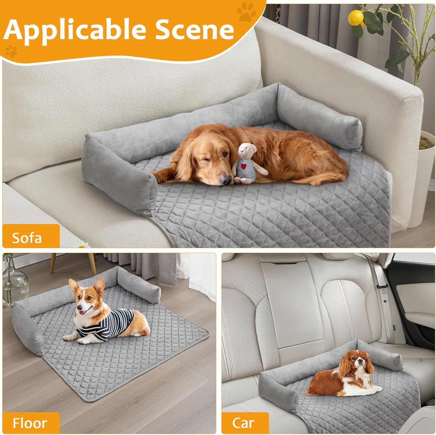 بساط سرير للكلاب والقطط مقاس 75 × 120 سم لحماية الاثاث من بابوريتش، غطاء اريكة للكلاب والقطط قابل للغسل مع قاعدة غير قابلة للانزلاق، بساط كلب مقاوم للماء (رمادي فاتح)