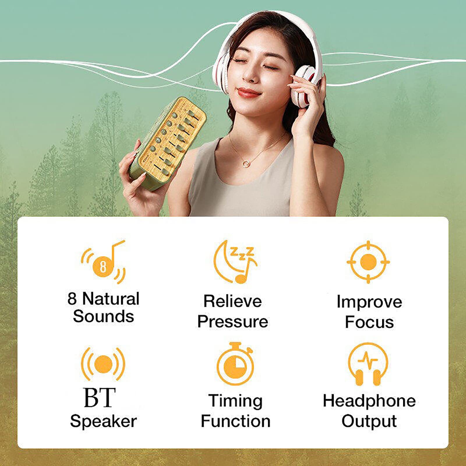 Altoparlante Bluetooth, Altoparlante Portatile Wireless Bluetooth Impermeabile Con 8 Effetti Sonori Naturali, Temporizzazione Intelligente a Tre Velocità, Jack Per Cuffie Da 3,5 Mm, Per La Casa