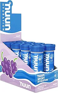 Nuun Sport Electrolyte Tablets for Proactive Hydration, Grape, 8 Pack (80 Servings)