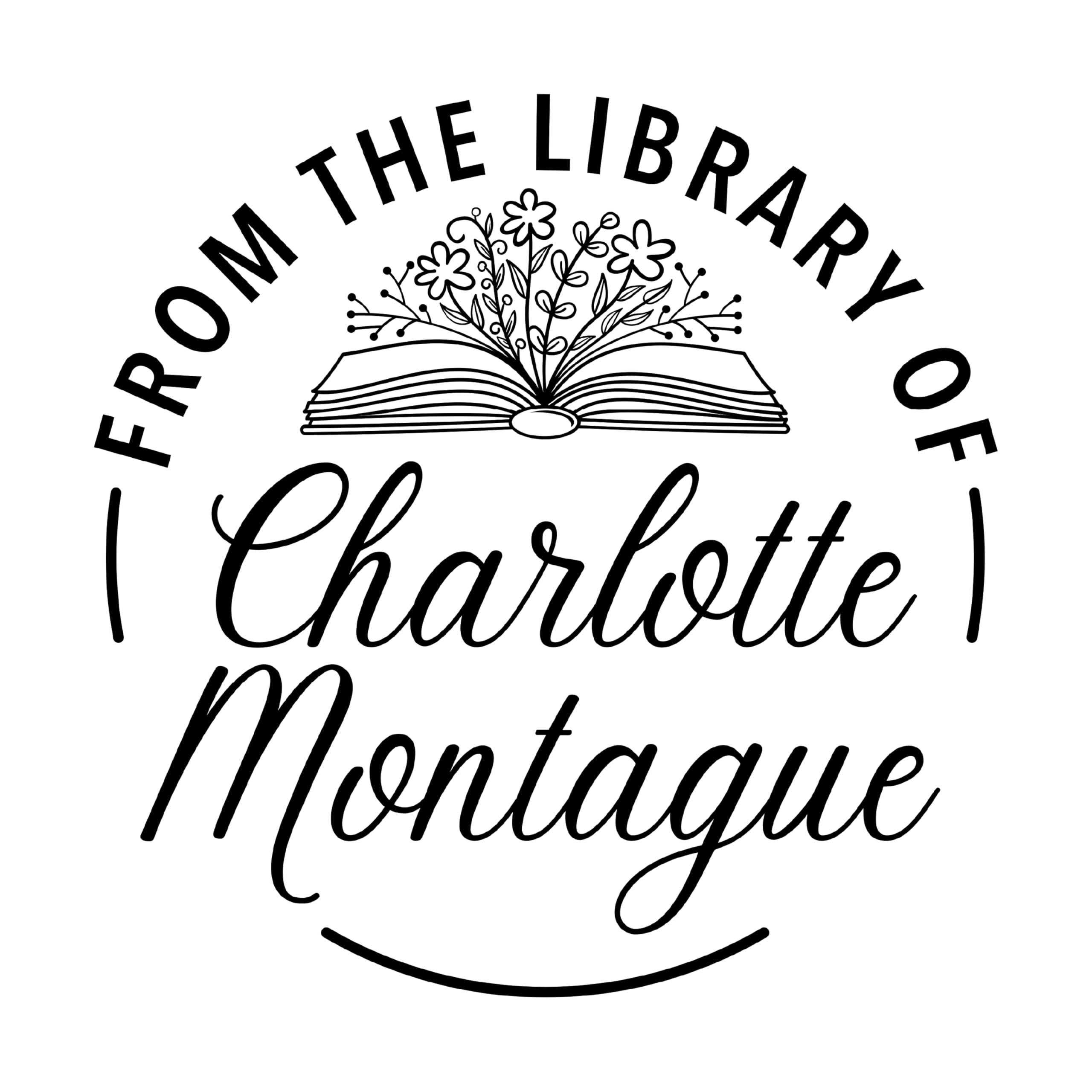 ExcelMark Personalized Book Embossers & Stamps - Personalize a Book Embosser, Wood Stamp, or Self-Inking Mount (Floral Book, Round)