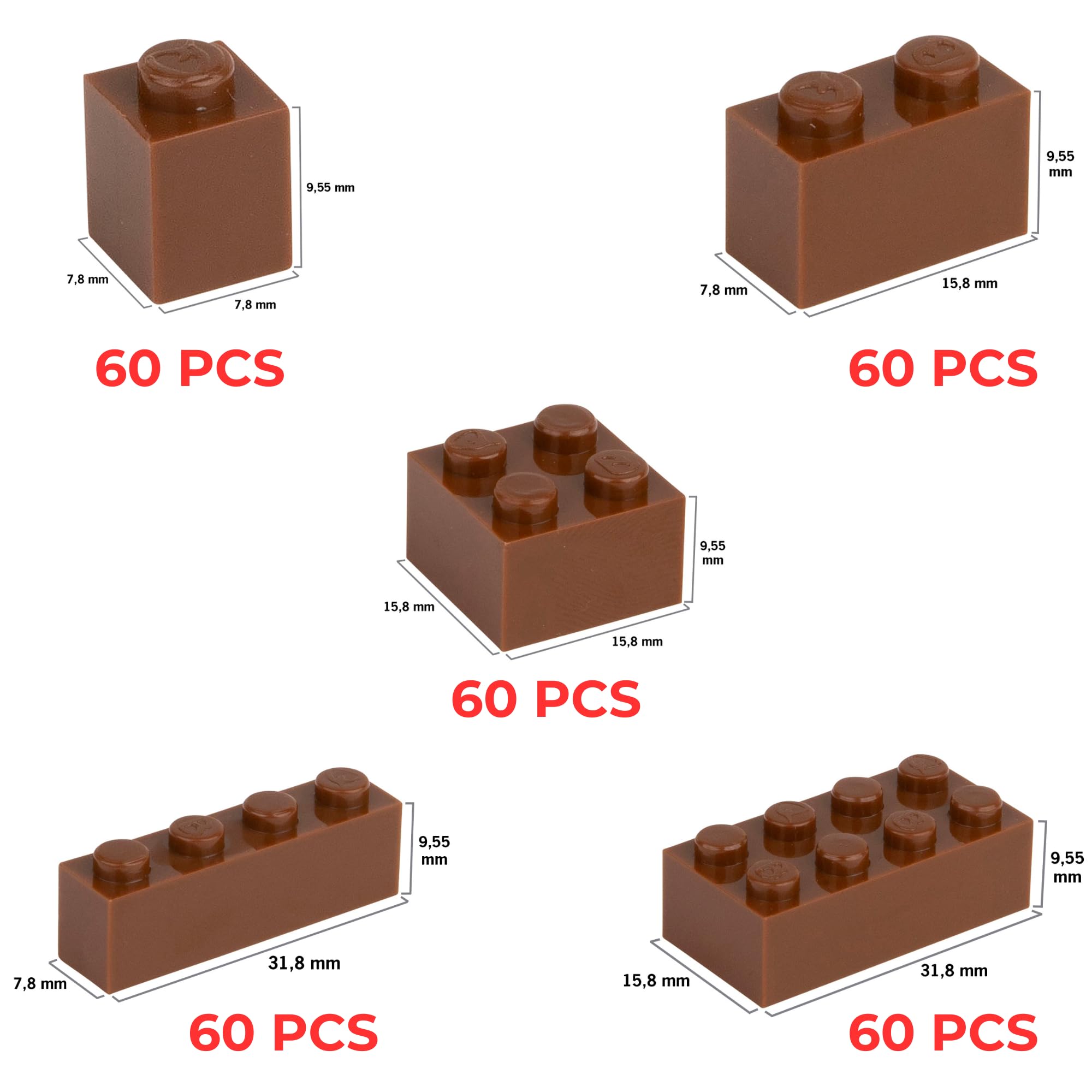Q-Bricks Set di mattoncini classici | 300 pezzi di mattoni base in 5 forme | Colore: Avorio | Confezionato in una scatola riutilizzabile | 100% compatibile| Prodotta nell'UE