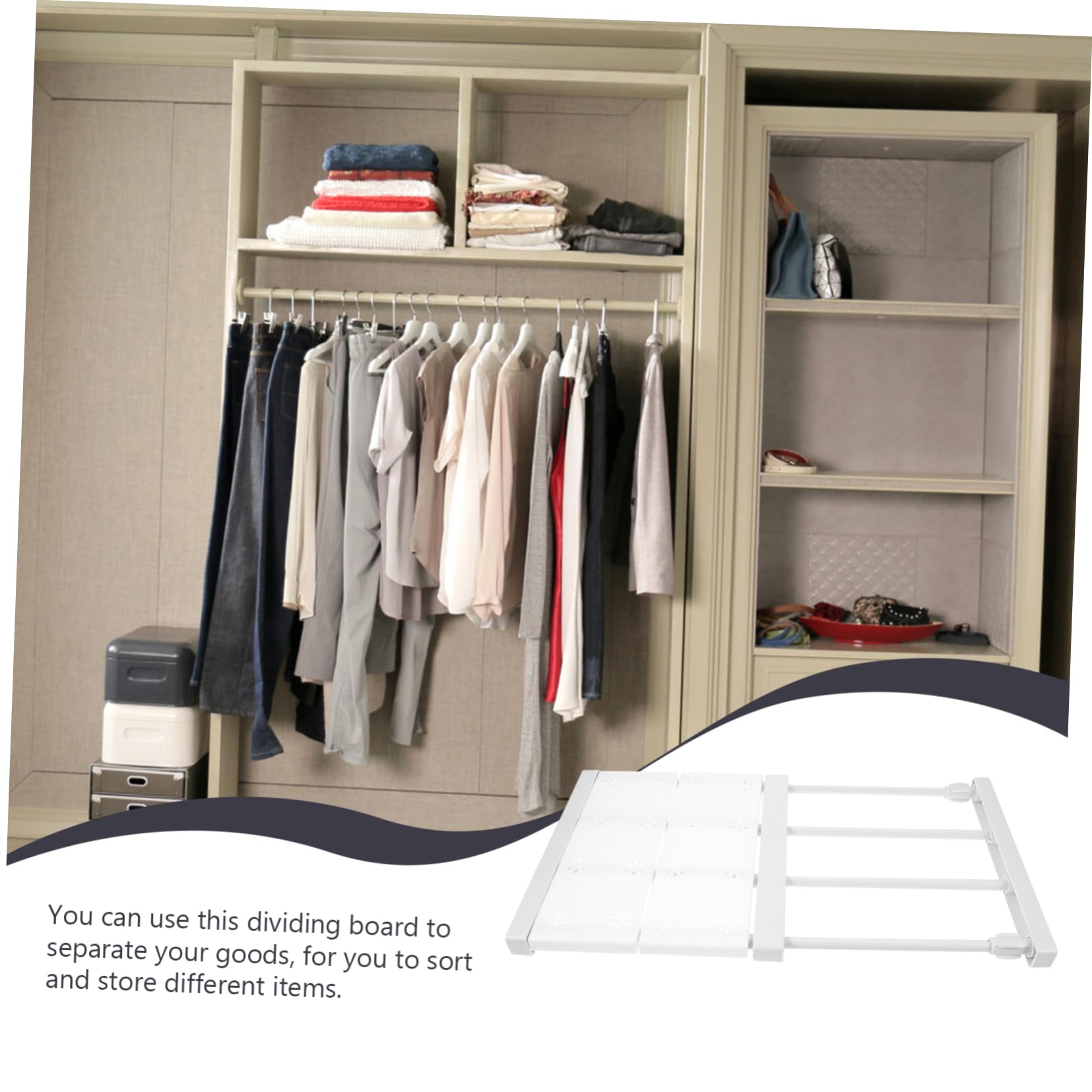 Garneck Clothes Storage Rack Wardrobe Expandable Shelf Wall-Mounted Tension Rack