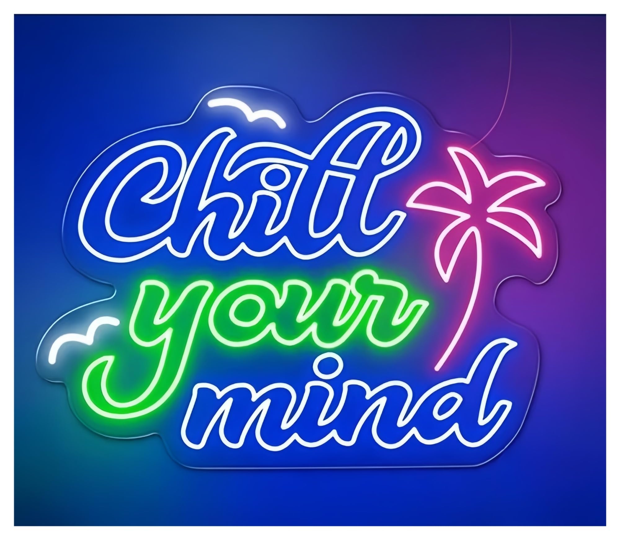 XENITE Luces Art Decoration Christmas Letrero De Neón Chill Your Mind Para Bar De Playa, Resort, Sótano, Pub 66X48cm(Re)