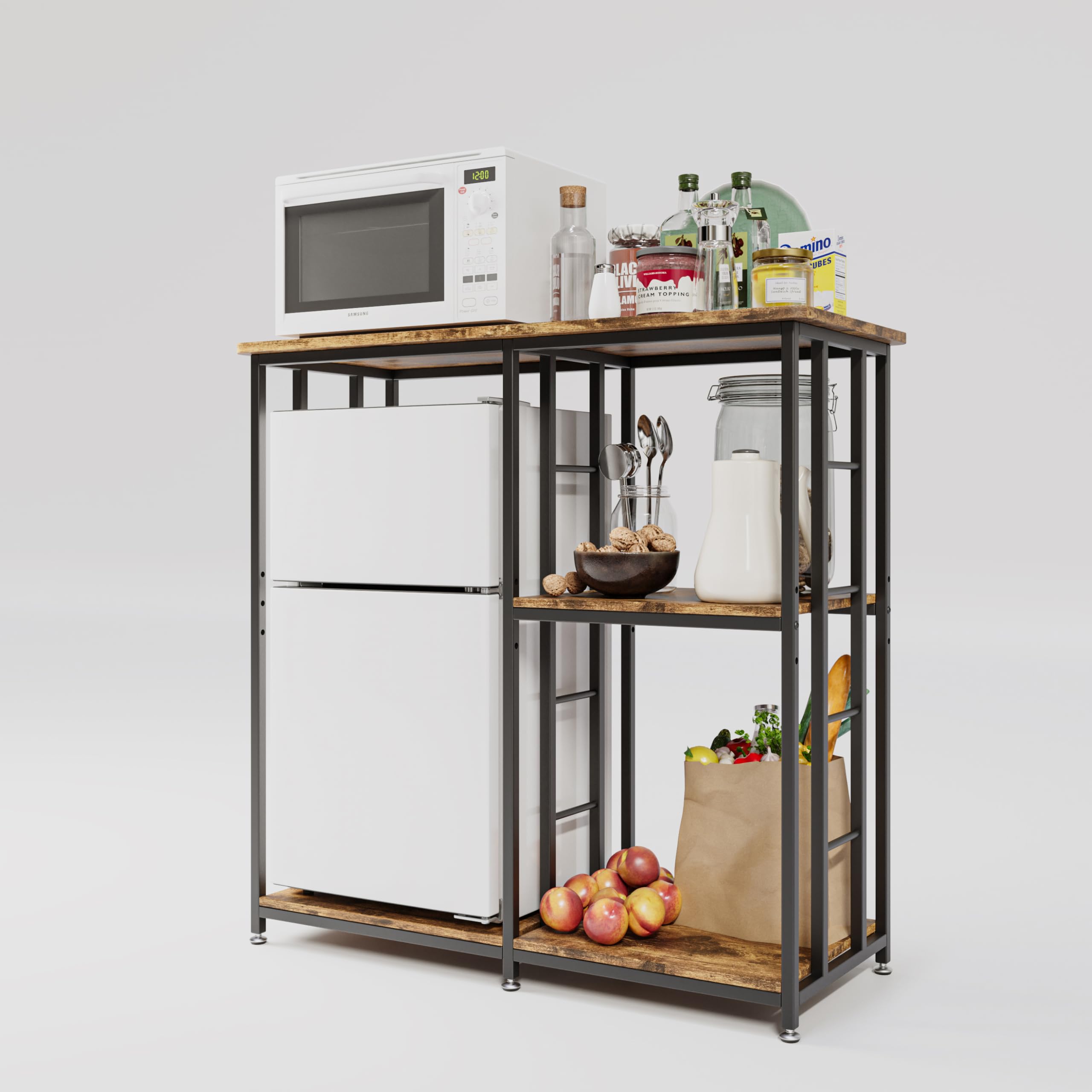 COCOLUCKY mini Fridge Stand with Storage,Coffee bar with mini Fridge Space,Cabinet with Storage,bar Cabinet with Fridge,Microwave Stand,Bakers Rack
