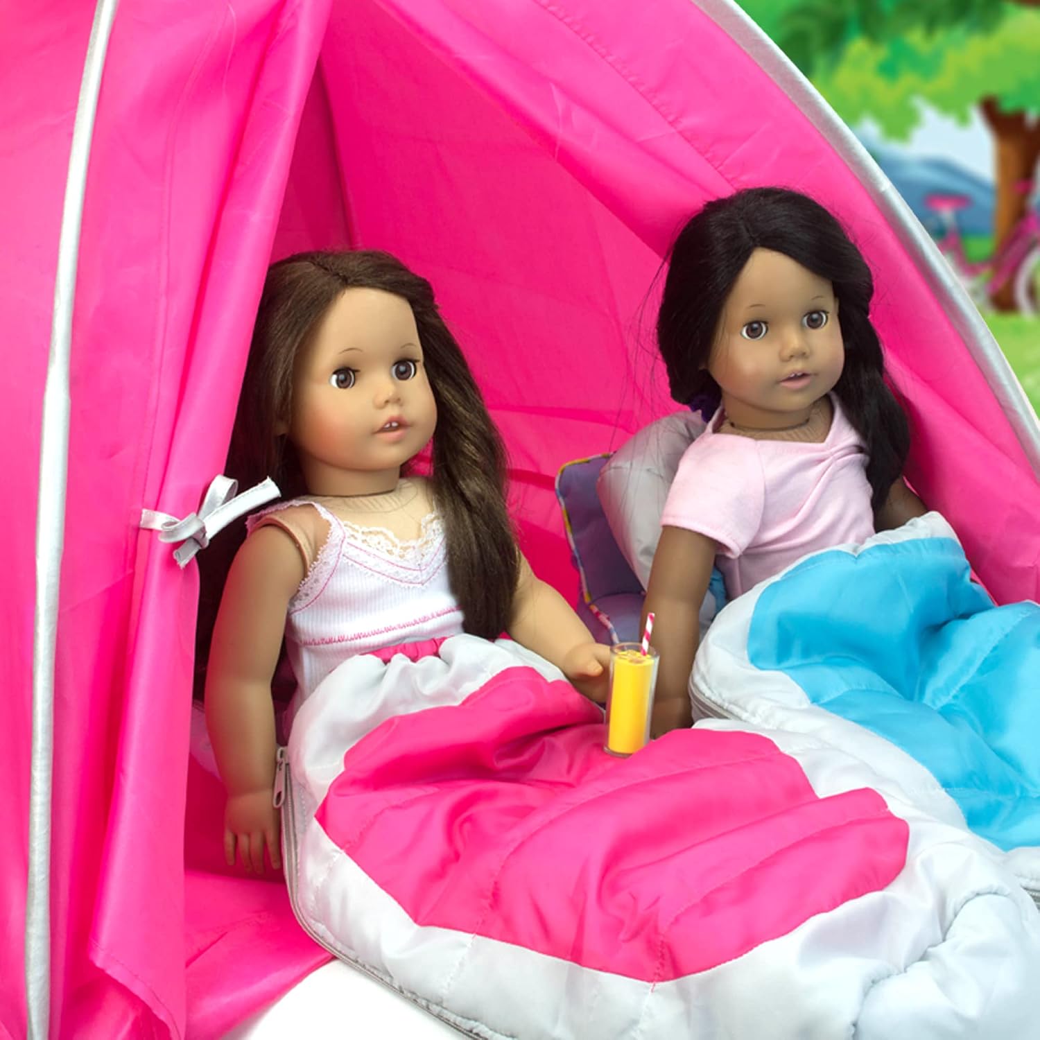 Sophia's 18" Doll Camping Tent with Storage Bag, Hot Pink and Silver