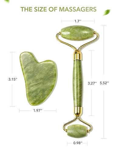 Miniatura 5 de HANABEE Rodillo facial de cuarzo rosa rodillo de jade herramientas faciales Gua Sha rodillo facial y herramienta de masaje Gua Sha cuerpo gua-sha