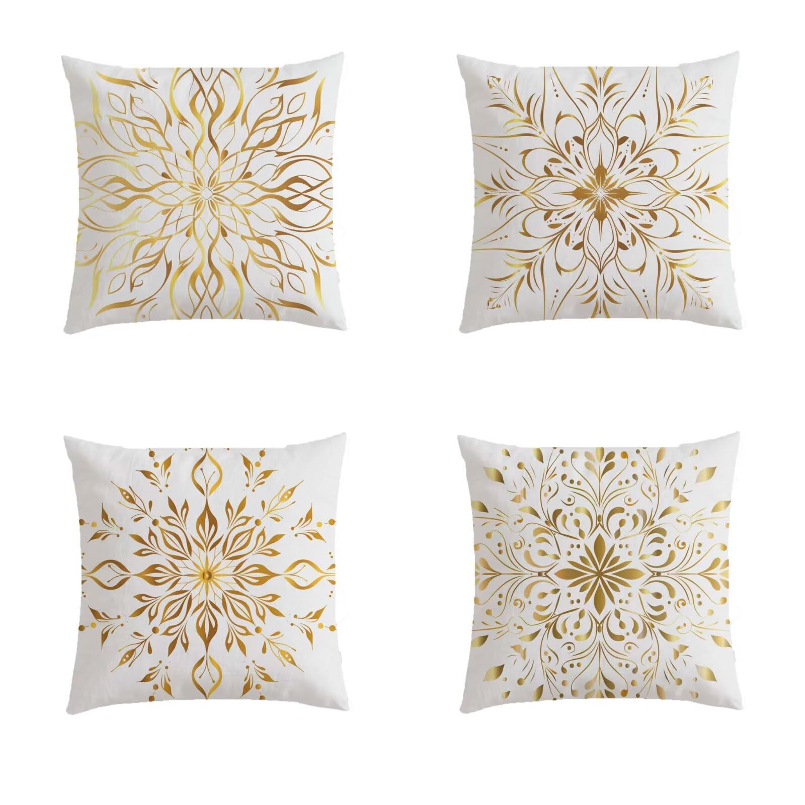 Housse de coussin 70x70cm bohem, lot de 4 taies exterieur jaune