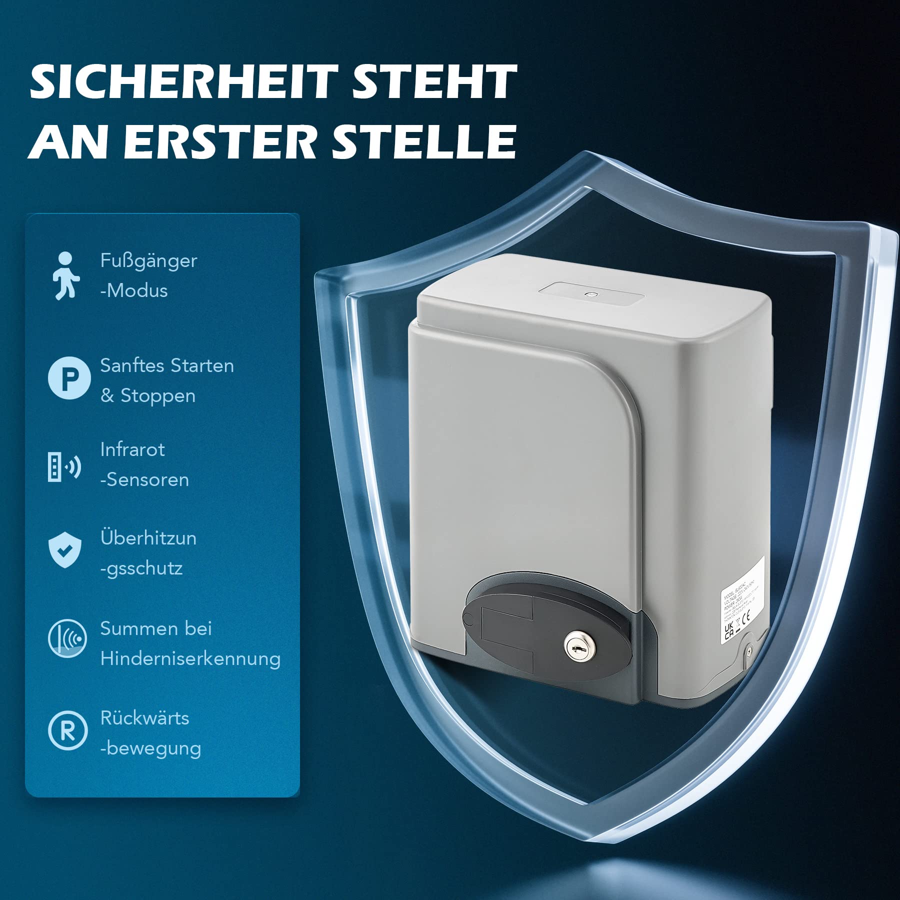 CO-Z Schiebetorantrieb Set bis 600 kg Hoftorantrieb 280w Garagentorantrieb mit 2 Fernbedienung Toröffner mit 12 Nylonzahnstangen Automatic Sliding Gate Opener AC