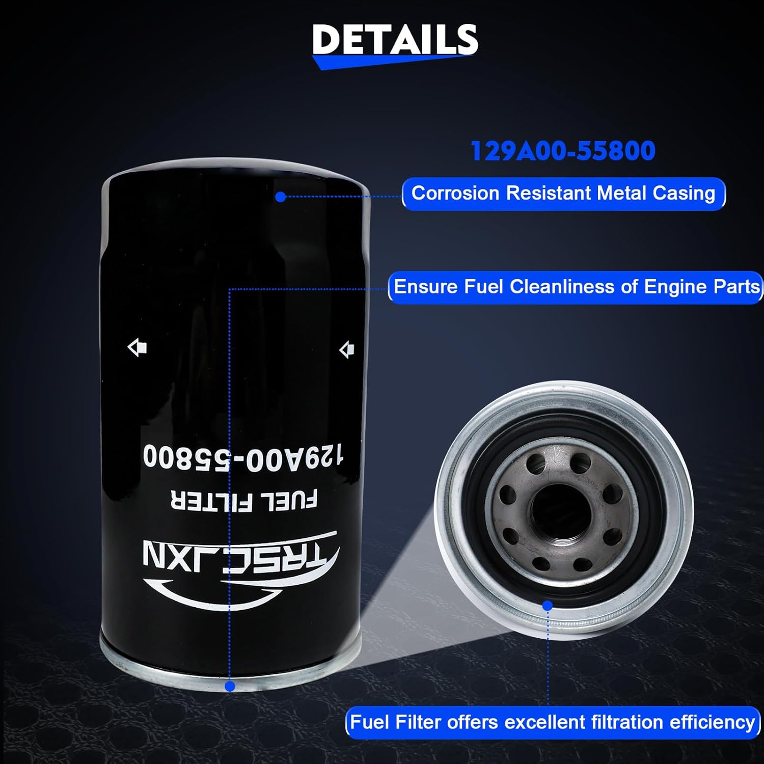 129A00-55800-HD Fuel Filter for Yanmar Diesel Engine 4TNV98 4TNV98T-ZSBV2 Common Rail Type Engines 3JH40 4JH45 4JH57 4JH80 4JH110, for Yanmar Tractor Fuel Filter T354/394/454, for Excavator SV100-2B