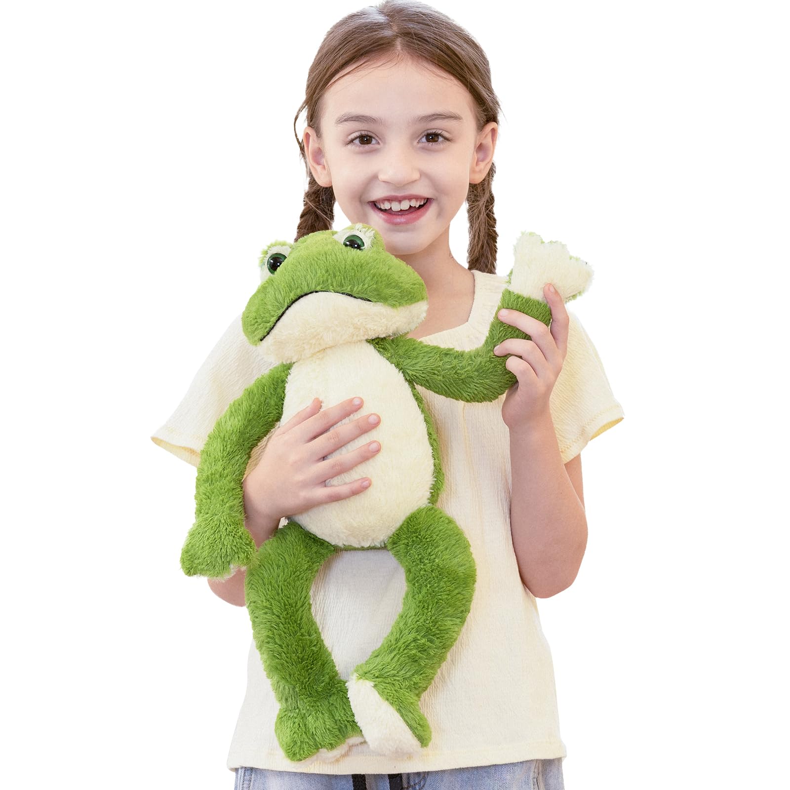 Muiteiur 17.7 Inch Plush Frog Stuffed Animal, Cute Frog Soft Toy with White Belly, Gift for Kids Girlfriend