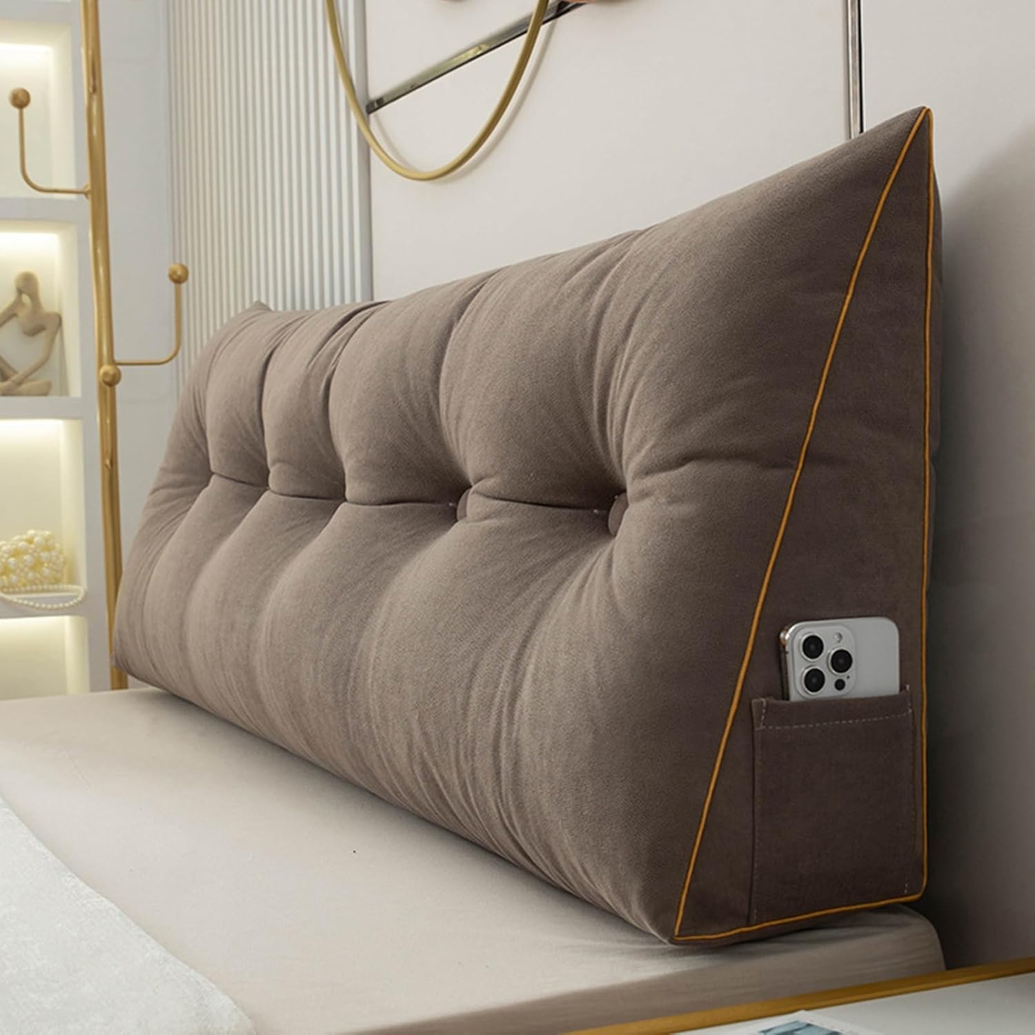 QUINTO Back Cushion for Bed Couch Reading Cushion, Wedge Cushion Headboard Bed, Cushion Bed Backrest, Book Cushion Lumbar Cushion Bed, Support Cushion for Reading Height,L,60 * 50 * 20cm