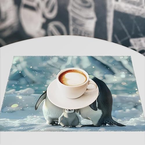 Miniatura 7 de Penguin Family Placemats Set of 6 Resistant Table Mats Washable Place Mats for Dinner Party Table Decoration