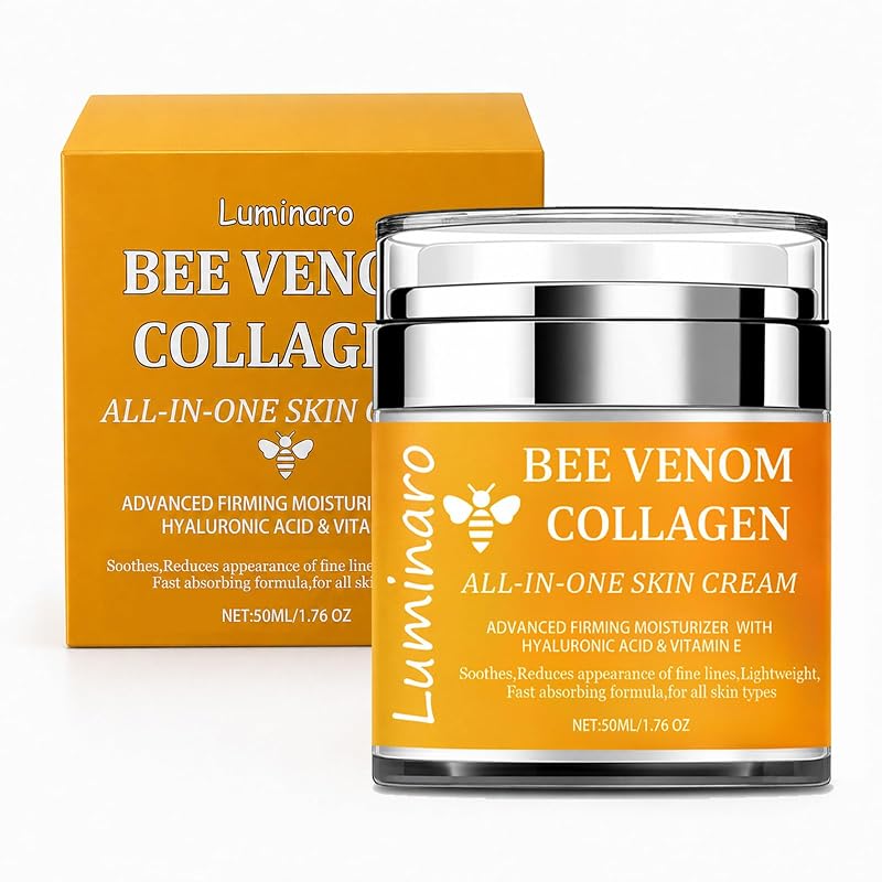 Creme facial e para pescoço luminaro com veneno de abelha, peptídeos de colágeno, ácido hialurônico e vitamina E