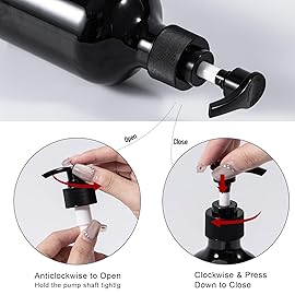 Yebeauty Pump Bottle Dispenser, 10oz 300ml Empty Plastic Shampoo Conditioner Dispenser, Refillable Shower Soap Dispenser Pump Bottle Liquid Containers for Kitchen Bathroom, 2 Pack Black