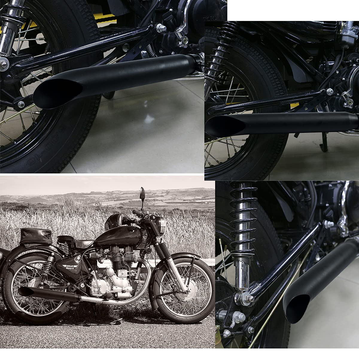 Silenciador de escape de motocicleta universal Punta de tubo Retro Vintage Escape de tubo de escape trasero