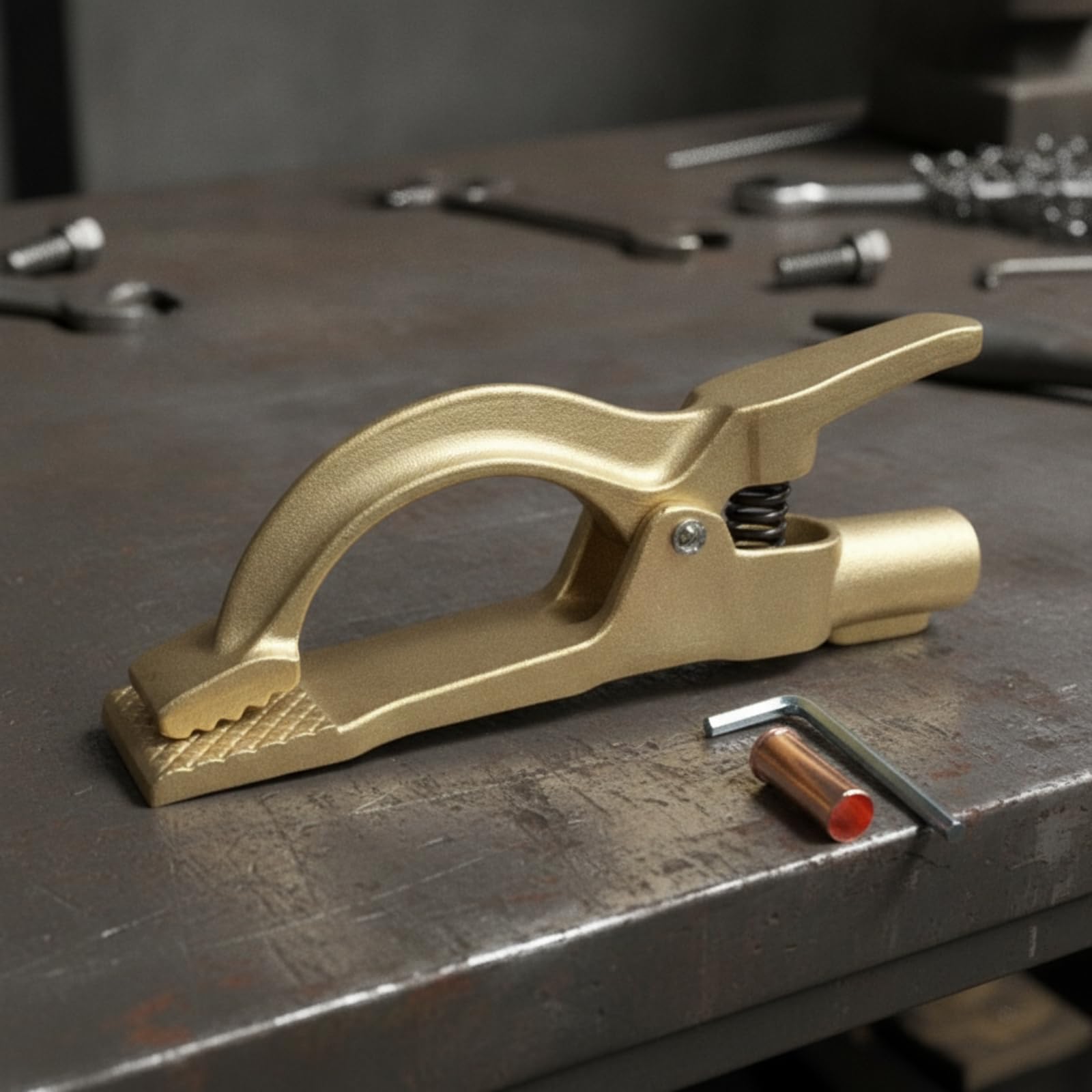 Abrazadera de para Soldadura Pinza Clip de Fabricación Mordaza Potente Contacto Conductivo Latón Resistente Montaje Rápido Apropiada para Talleres Mantenimiento y Trabajos Diy, 300A
