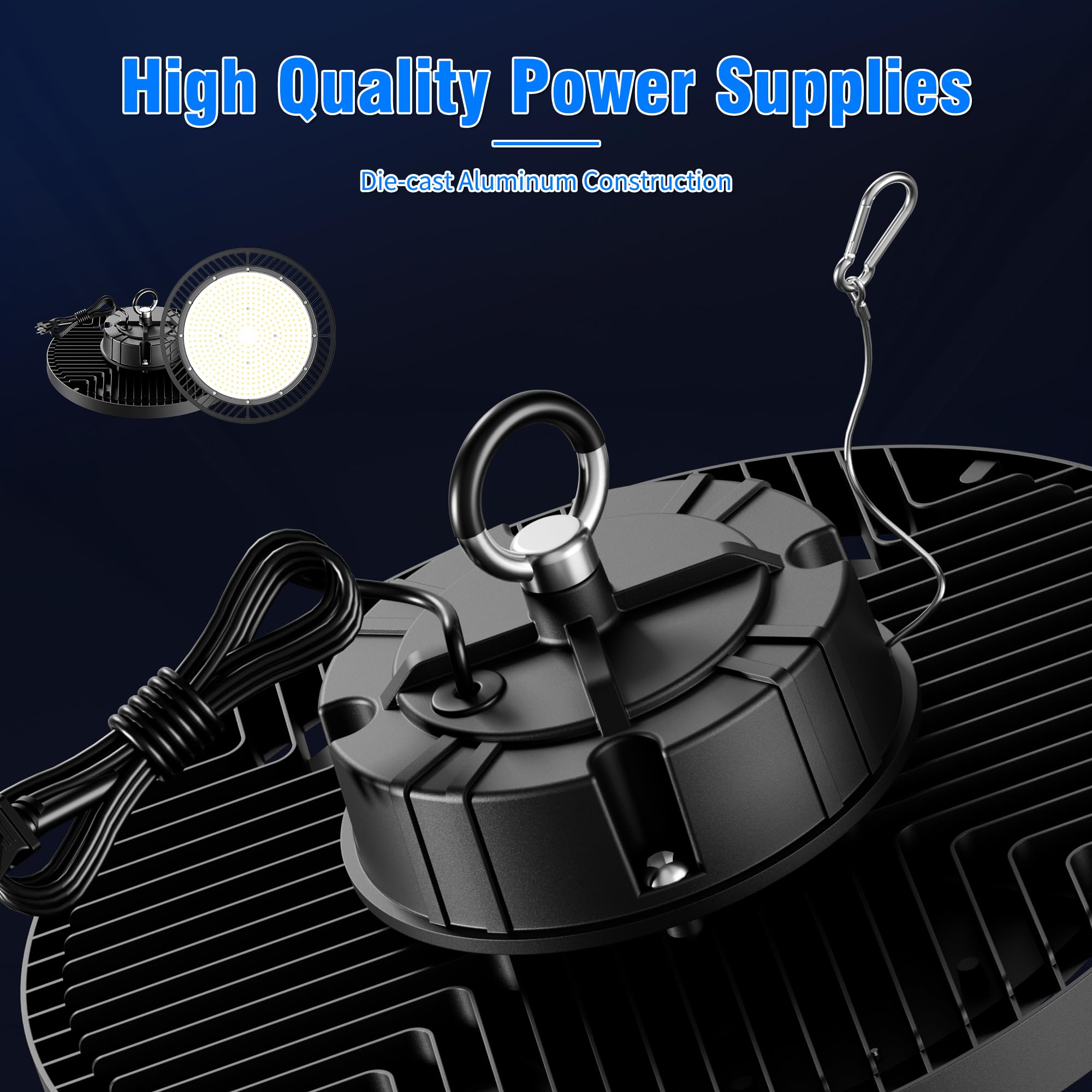 1 Pack UFO LED High Bay Light 200W 30000LM 5000K AC100-277V UFO High Bay LED Shop Light with — view 6