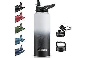 Zibtes 40 oz Insulated Water Bottle With Straw