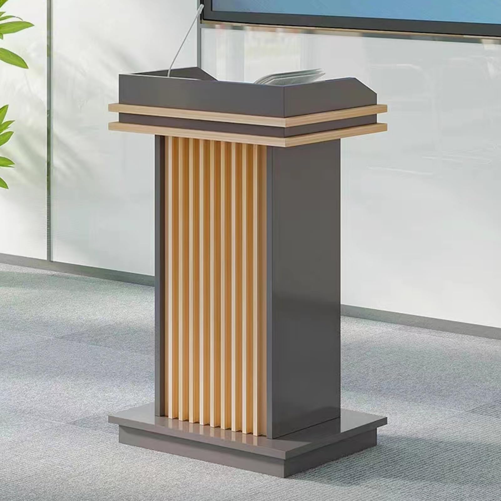 Atrile de Madera Ajustable para Iglesias y escuelas - Atril portátil de Suelo para presentaciones en oficinas, conferencias y Eventos - Fácil Montaje y diseño Elegante (C
