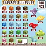 205Pcs Blocs magnétiques Ensemble de bâtiments Dinosaur, 1 Blocs de construction magnétique de pouce Magnet Dinosaur Construction jeu de jouets Magnet Constructions Stacking Sensory STEM Jouets pour les jeunes filles
