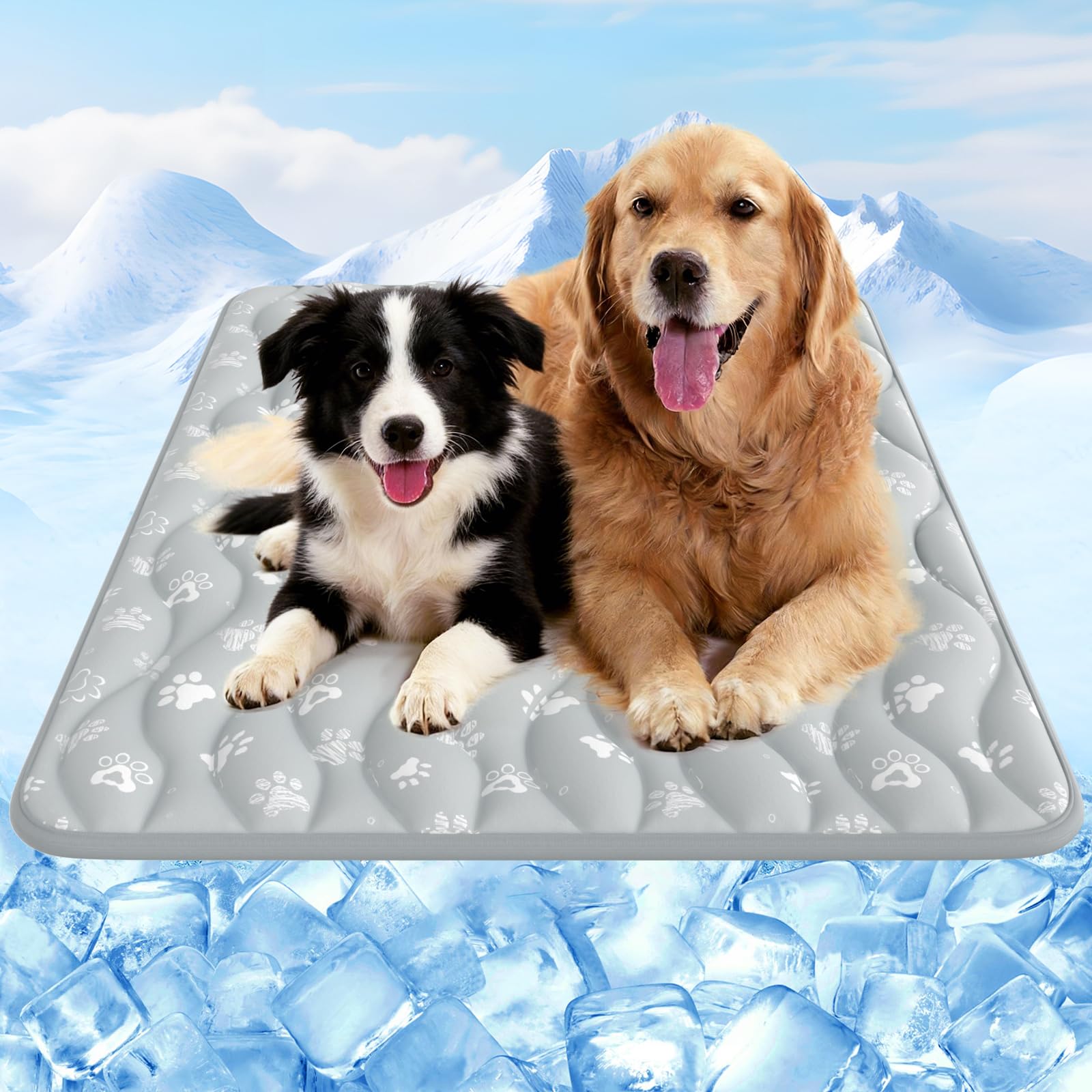 Rywell Alfombrilla de refrigeración súper absorbente para perros de 59 x 40 pulgadas, Arc-Chill 3.0 y tapete de refrigeración para perros que cambia de color, se mantiene fresco y seco, lavable