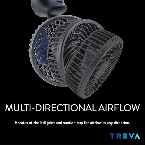 Miniatura 5 de Treva Ventilador alimentado por USB de 3.5 pulgadas con ventosa, ventilador de 3 velocidades con cabezal giratorio para automóvil, campamento,