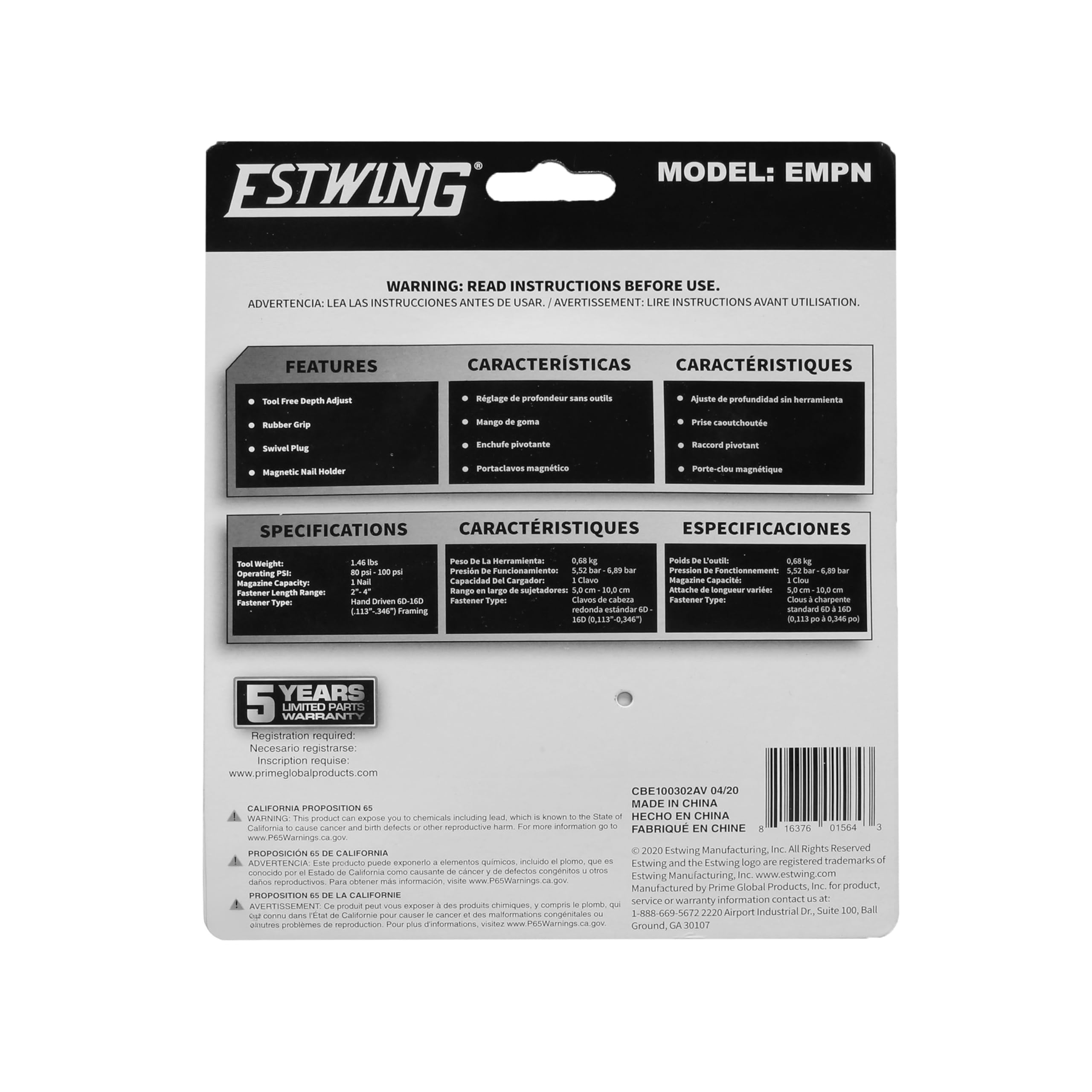 Estwing empn – Mini palma clavadora neumática