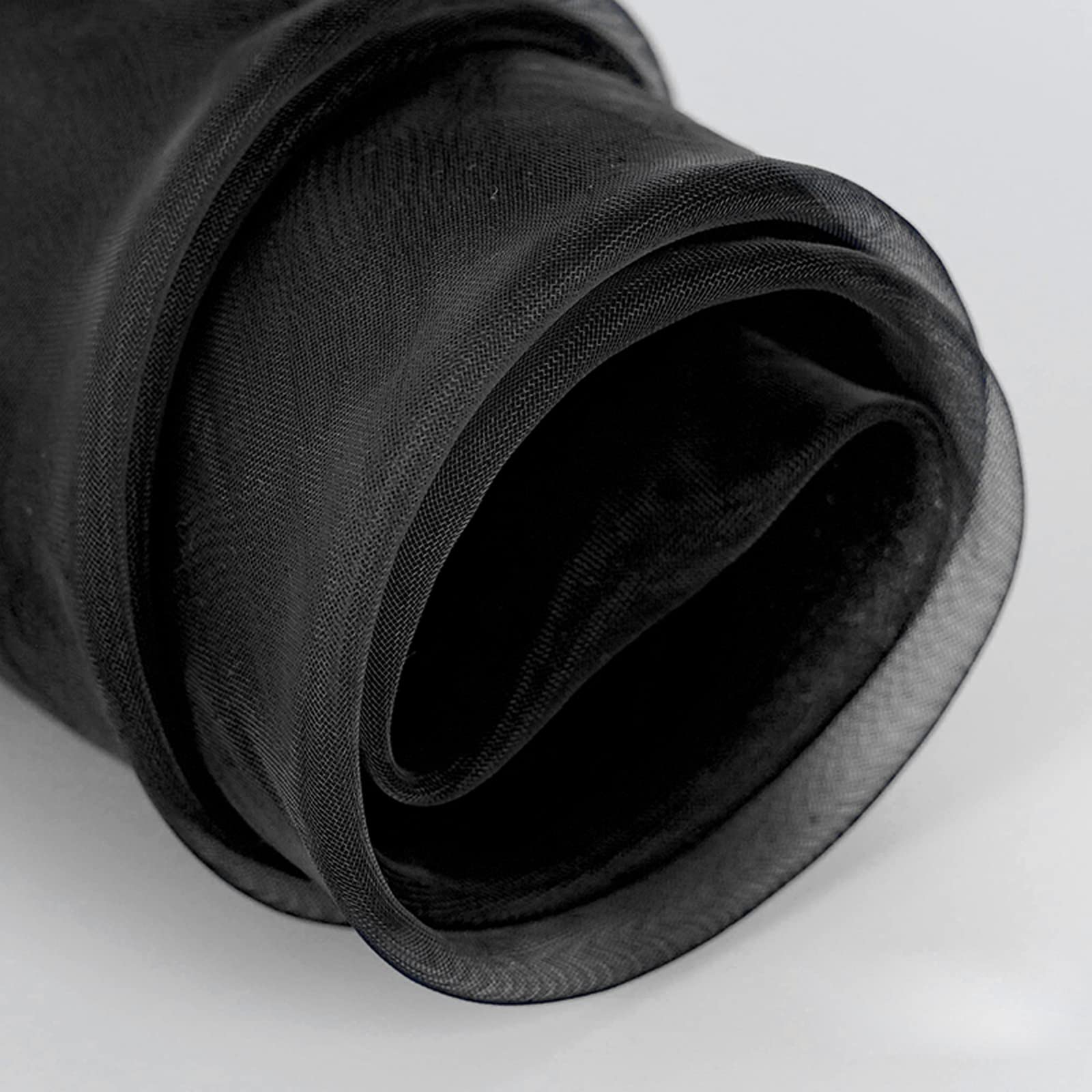 150 cm Breit Organza Stoff Tüll Stoff Transparente Rolle Sheer Stoff Eleganter Dekorativer Stoff für Hochzeitsstuhl Tischdekoration Party DIY Crafts(Size:1.5 * 15m,Color:Schwarz)