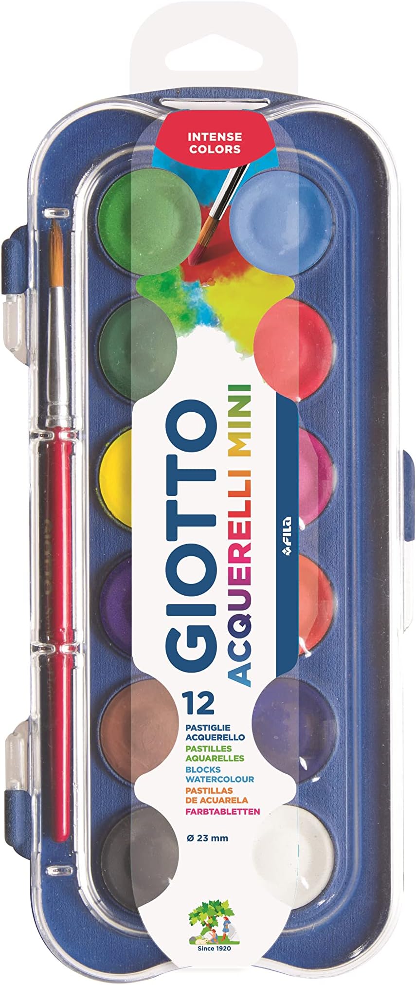 Watercolour Set, 12 Blocks, Assorted Colours, Super Washable For Children, Parties and Schools