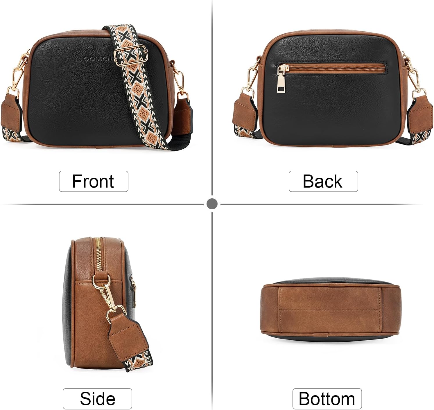 GOIACII Top-Handle Crossbody Bags for Women Soft Leather Trendy Purse Circle Handbags Small