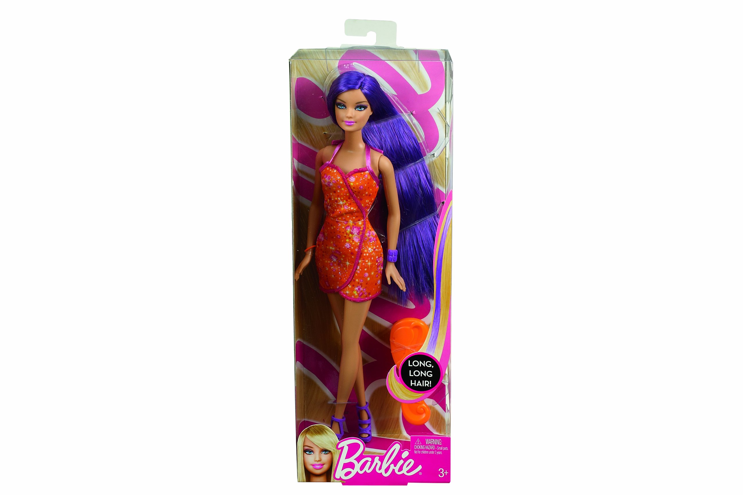 open lace back dress Barbie Fashionistas Doll Long Brunette Hair Wearing Orange Dress – Square  Imports main image 0