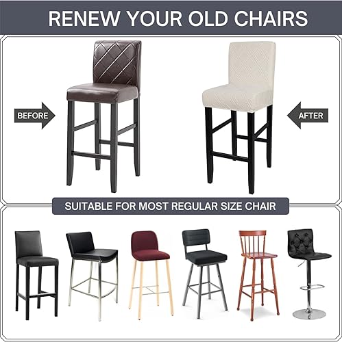 Miniatura 6 de SearchI Juego de 4 fundas para taburetes de bar, repelentes al agua, elásticas y lavables, fundas para sillas de altura de mostrador para cocina,