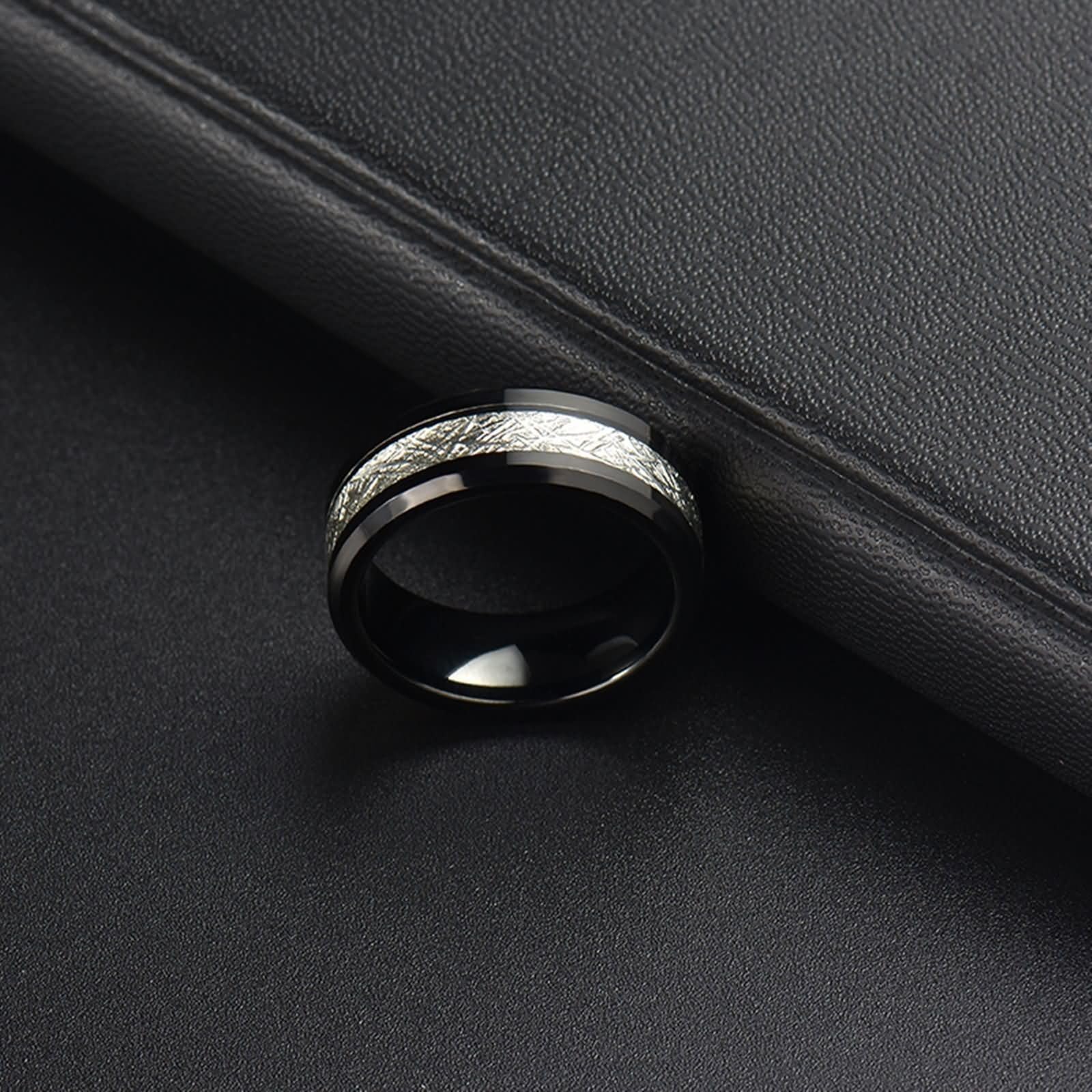 Daesar Bague Personnalisable Couple, Set de Bague Femme et Homme Tungstène Ronde 8MM Poli et Mat Bague de Fiançailles Noir
