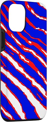 Miniatura 3 de Funda retro para iPhone 13 Buffalo NY city rojo, blanco y azul, rayas de cebra loca de los años 90