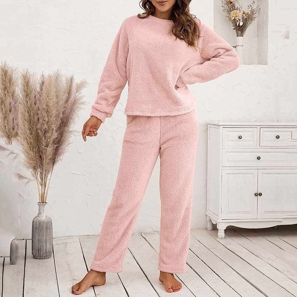 FENGFEI Completo da Donna Tuta da Donna in Pile Accogliente Set da Donna, Tuta da Jogging Soffice, Tuta for Il Tempo Libero A Maniche Lunghe, Abito Elegante Coccolone, Pigiama, Tuta