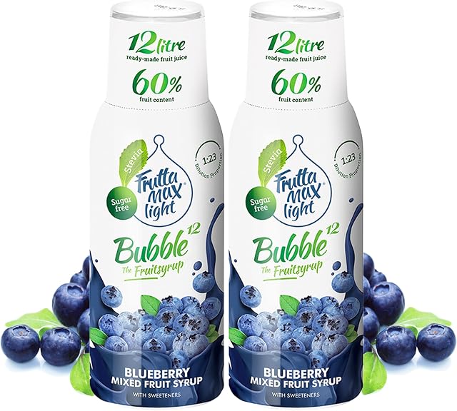 2 x Light - Niskowęglowodanowy - Syrop Fitness by FruttaMax | Zero cukru | ze Stewią | 50% zawartość owoców (2 x 500ml) (2 x Jagoda - Light)