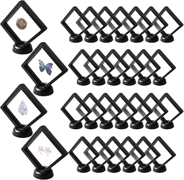 30Pack 3D Challenge Coin Floating Display Frame with Stand for Coins