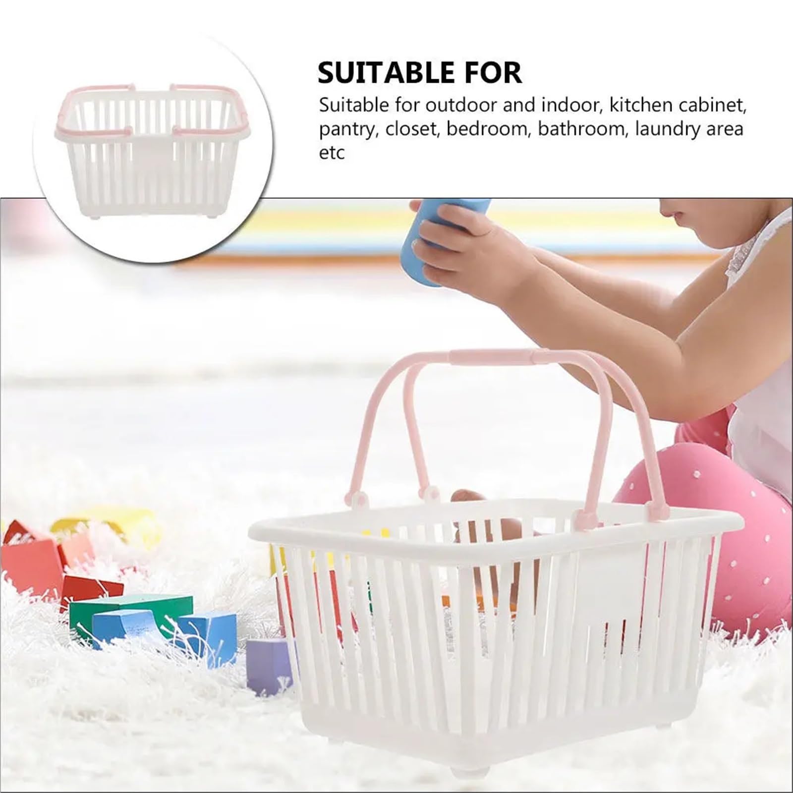 Cesta de plástico pequeña con asas, cesta ducha portátil, ligera y resistente, 2 uds Para Ducha