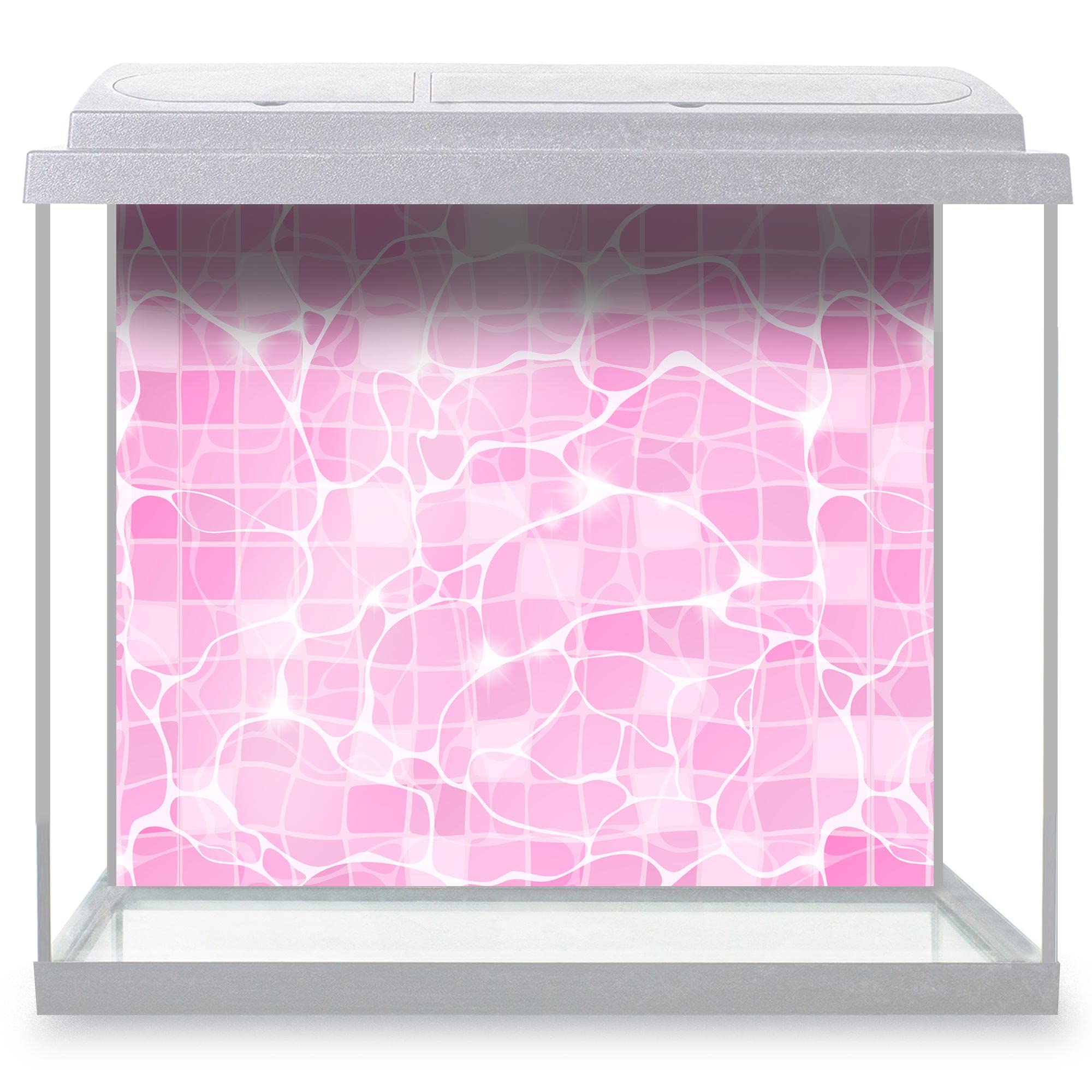 DV DESIGN Aquarium Fish Tank Background 62x52 cm - Water Pink Aqua Surface Transparent Liquid Texture Sun Rays Light Static Cling Vinyl Vivarium Terrarium External Application #500134 โ image 1