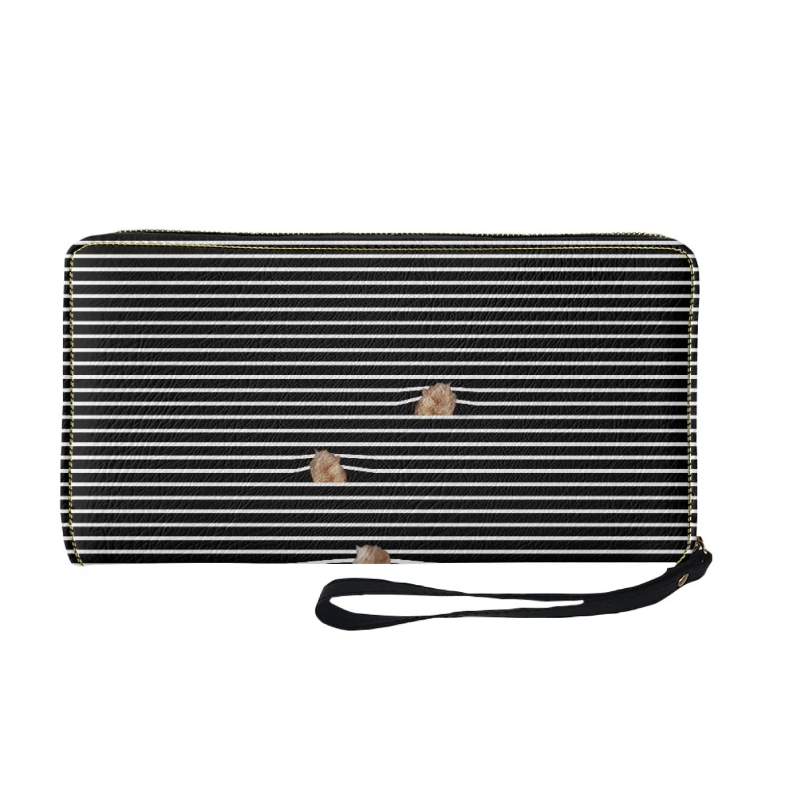 Portafoglio Donna Portamonete Porta Carte di Credito Donna Uomo Wallet | Portafogli con Zip e Cinturino da Polso Leggero Durabile Portatile,Impermeabile Cuoio,Gatto Astratto 11x20cm/3 Unità